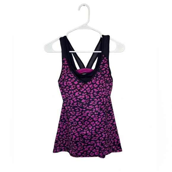 Lululemon Super Sport Tank in Mini Cherry Cheetah Ultra Violet Naval Blue Size 6 - Picture 1 of 8